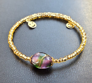 Purple, Green, Gold Skinny Bangle/Bracelet