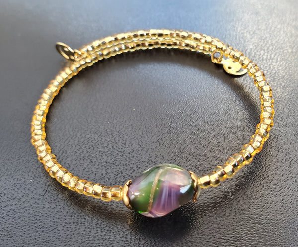 Purple, Green, Gold Skinny Bangle/Bracelet