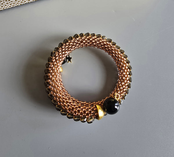 Combo Beaded Crochet Bangle - Copper