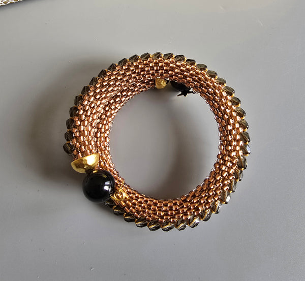 Combo Beaded Crochet Bangle - Copper