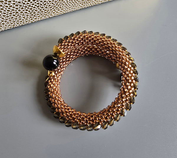 Combo Beaded Crochet Bangle - Copper